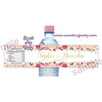 Floral water bottle labels for wedding,Blush water bottle labels, (31d)